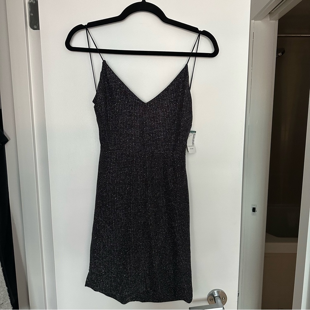 Simons Sparkly Black Mini Backless Dress